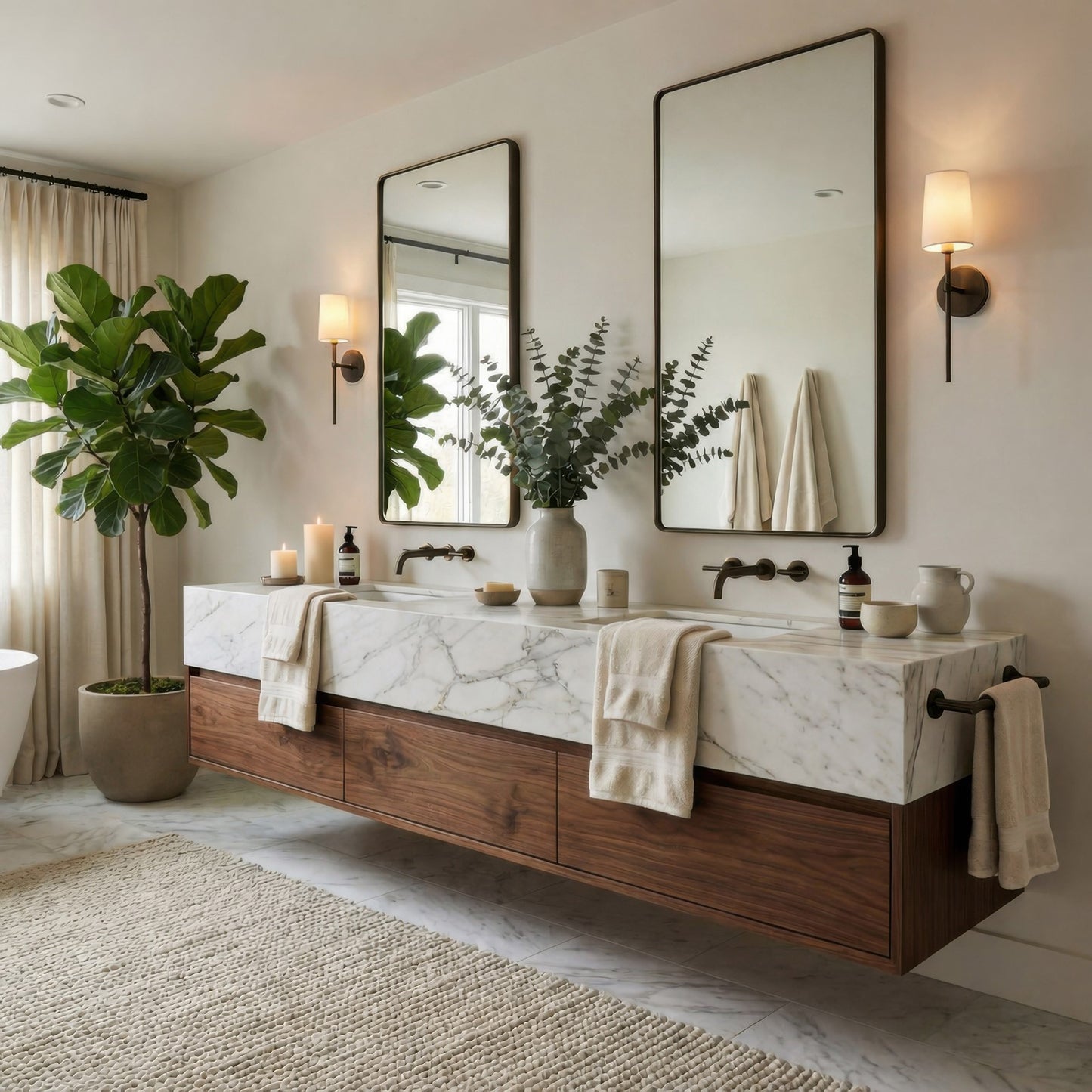 Varaluz Kye Vertical Rounded Rectangular Wall Mirror, Bronze