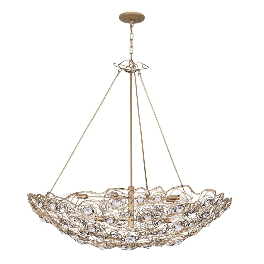 10 Light Inverted Pendant, Gold