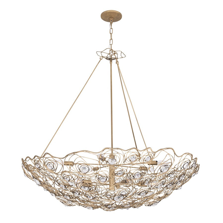 10 Light Inverted Pendant, Gold