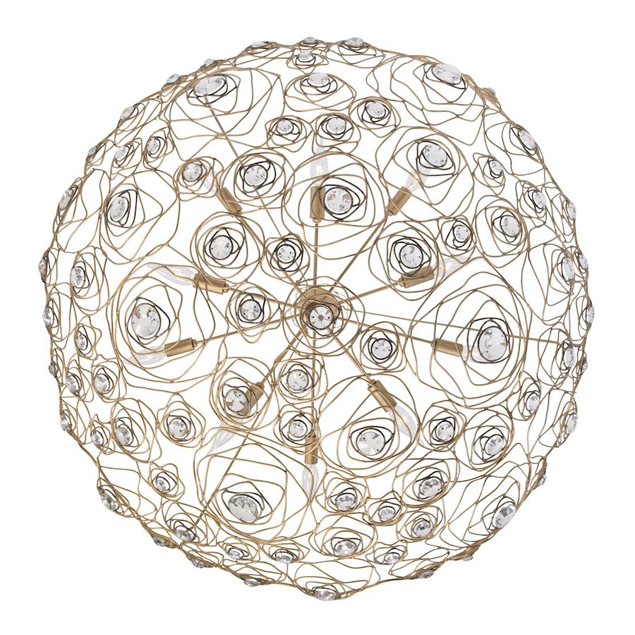 10 Light Inverted Pendant, Gold