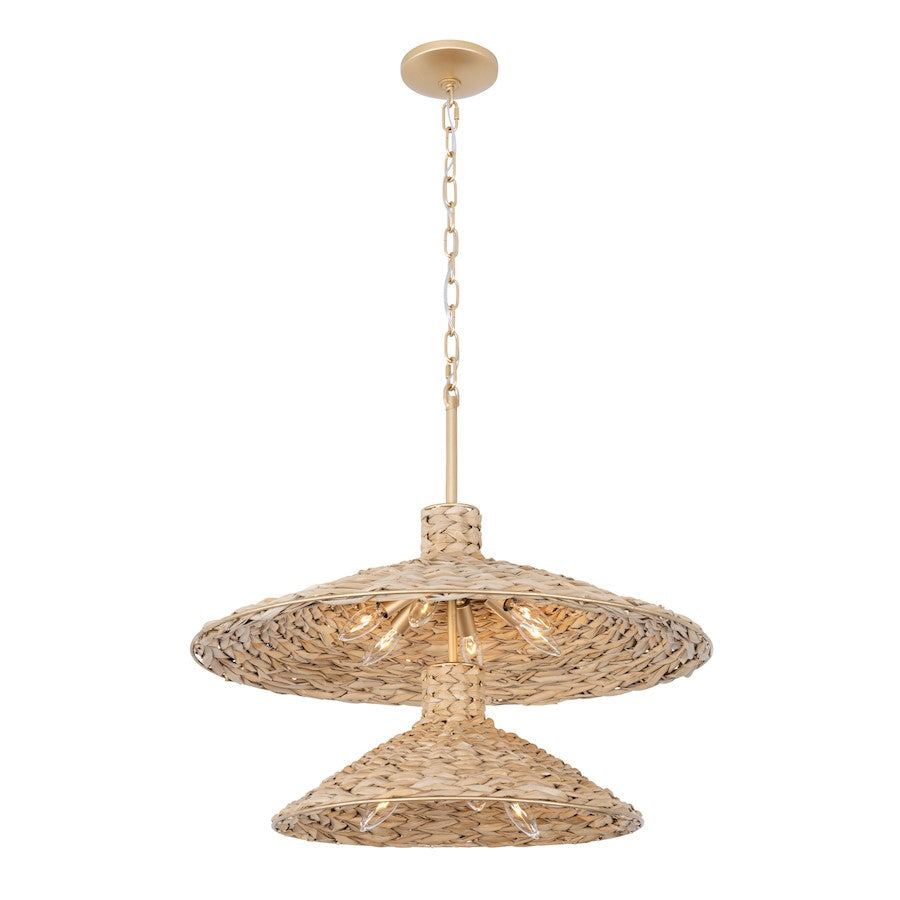 9 Light 2-Tier Pendant, Gold