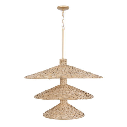 15 Light 3-Tier Pendant, Gold