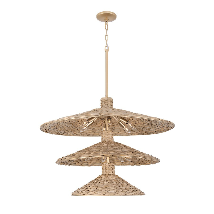 15 Light 3-Tier Pendant, Gold