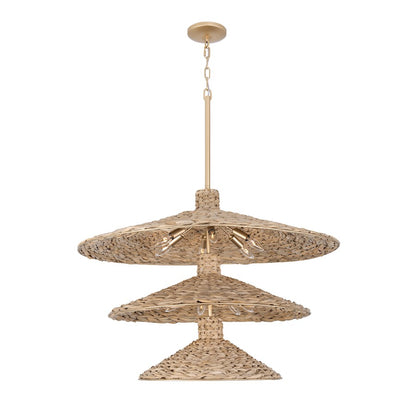 15 Light 3-Tier Pendant, Gold