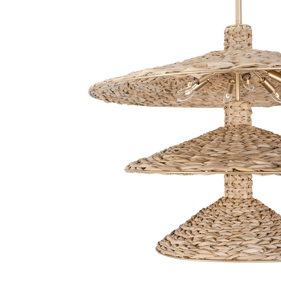 15 Light 3-Tier Pendant, Gold
