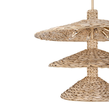 15 Light 3-Tier Pendant, Gold
