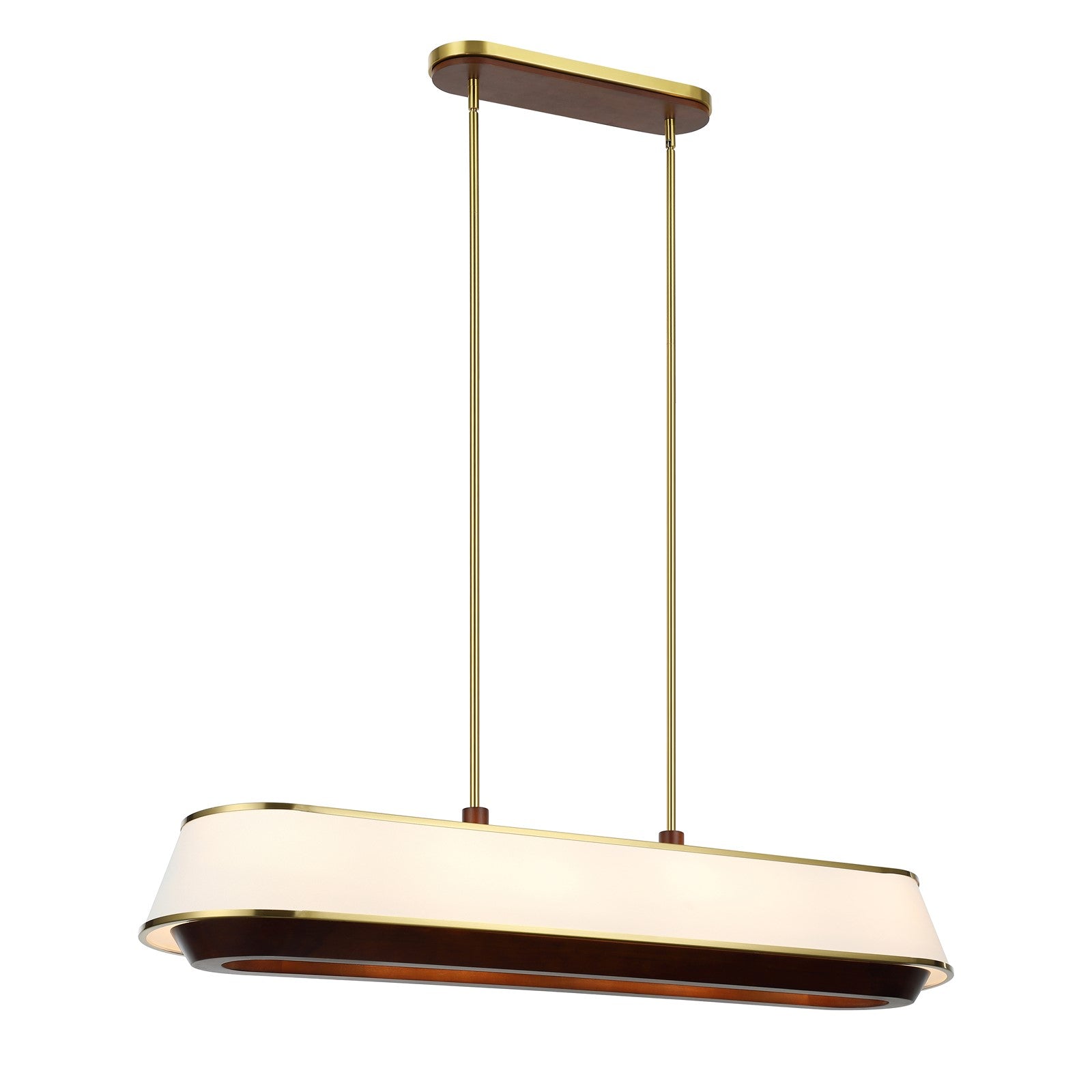 Varaluz Desert Flyer 6Lt Pendant, Satin Brass/Medium Walnut/Cream