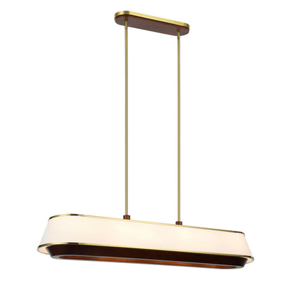 Varaluz Desert Flyer 6Lt Pendant, Satin Brass/Medium Walnut/Cream
