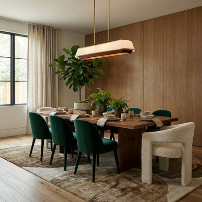Varaluz Desert Flyer 6Lt Pendant, Satin Brass/Medium Walnut/Cream