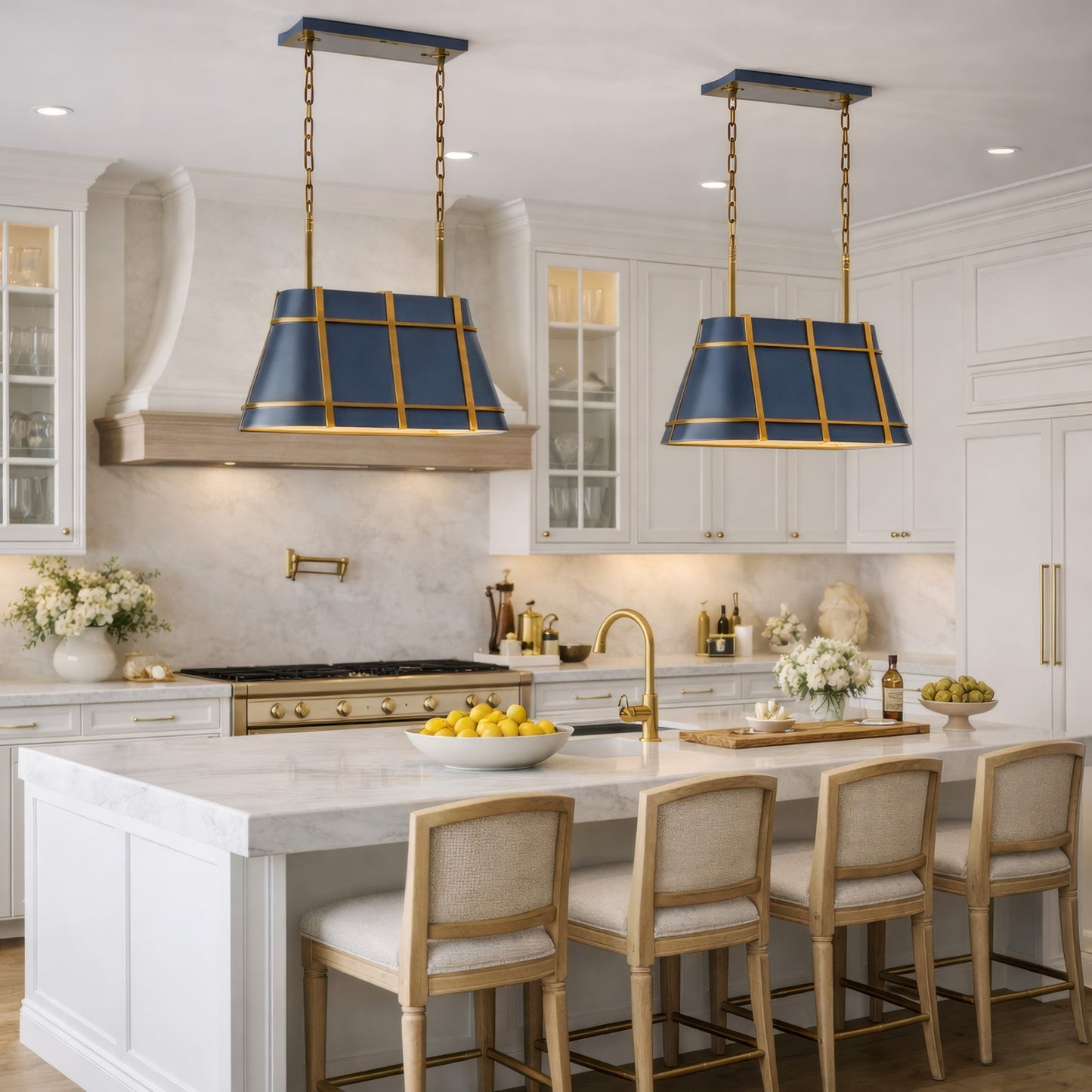 Varaluz Brasserie 3Lt Pendant, French Blue/Heritage Bronze