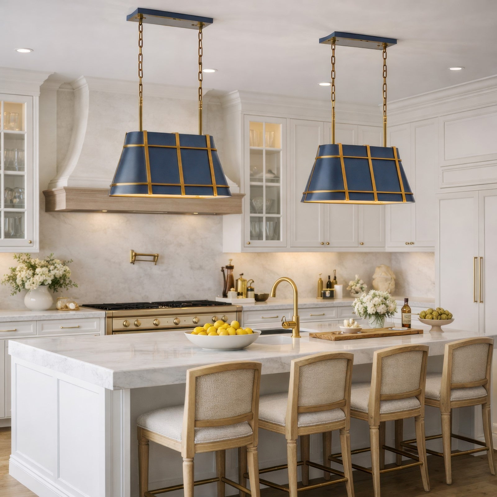 Varaluz Brasserie 3Lt Pendant, French Blue/Heritage Bronze