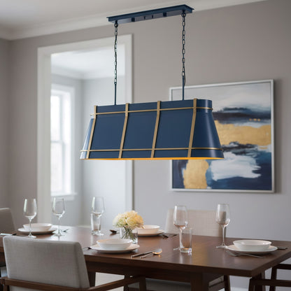 Varaluz Brasserie 4Lt Pendant, French Blue/Heritage Bronze