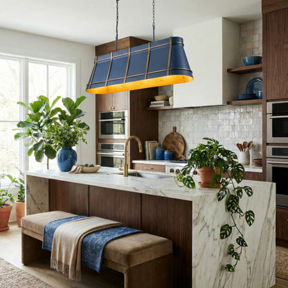 Varaluz Brasserie 5Lt Pendant, French Blue/Heritage Bronze