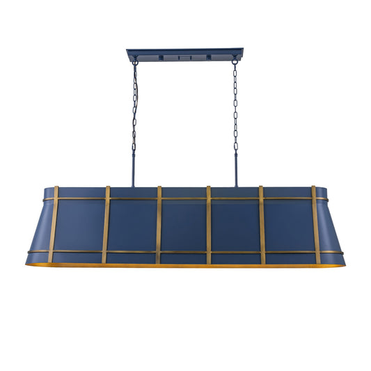 Varaluz Brasserie 6Lt Pendant, French Blue/Heritage Bronze
