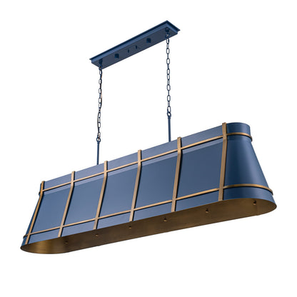 Varaluz Brasserie 6Lt Pendant, French Blue/Heritage Bronze