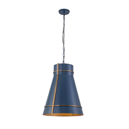 Varaluz Brasserie 1Lt Pendant, French Blue/Heritage Bronze