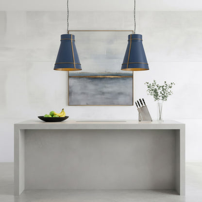 Varaluz Brasserie 1Lt Pendant, French Blue/Heritage Bronze