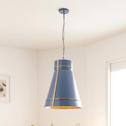 Varaluz Brasserie 1Lt Pendant, French Blue/Heritage Bronze