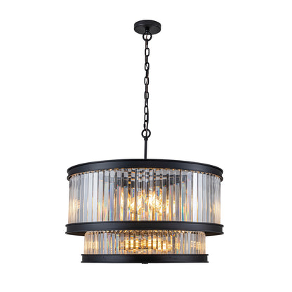 Varaluz Double Take 14 Light Pendant, Heritage Black/Clear