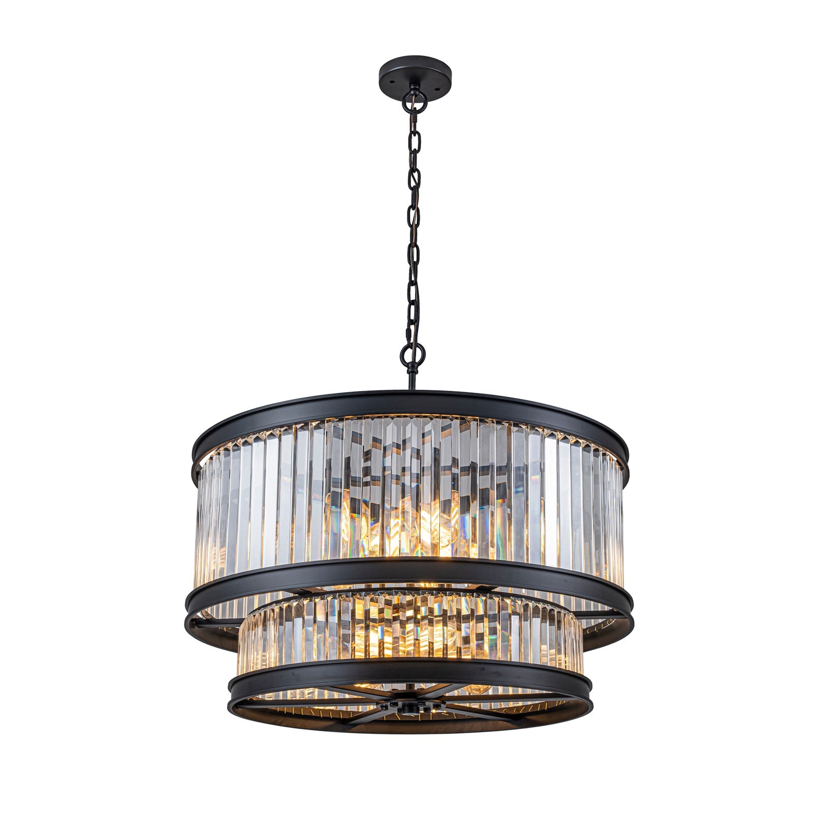 Varaluz Double Take 14 Light Pendant, Heritage Black/Clear