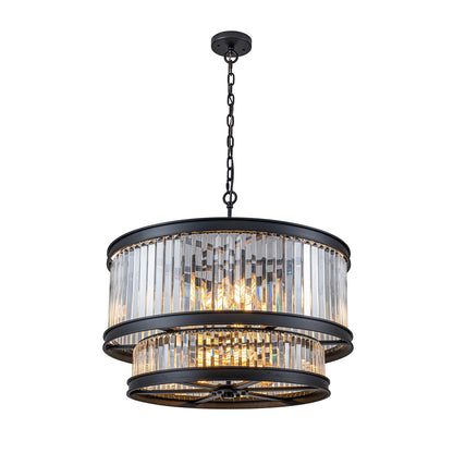 Varaluz Double Take 14 Light Pendant, Heritage Black/Clear