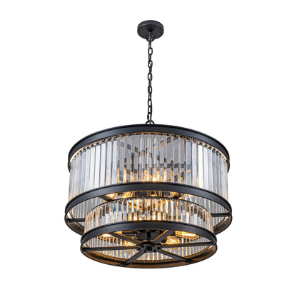 Varaluz Double Take 14 Light Pendant, Heritage Black/Clear