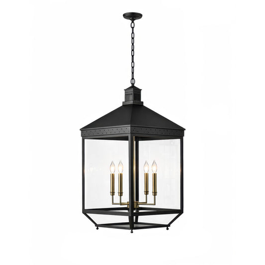 Varaluz Midnight Manor 4Lt Pendant, Blackened Zinc/Bronze/Clear