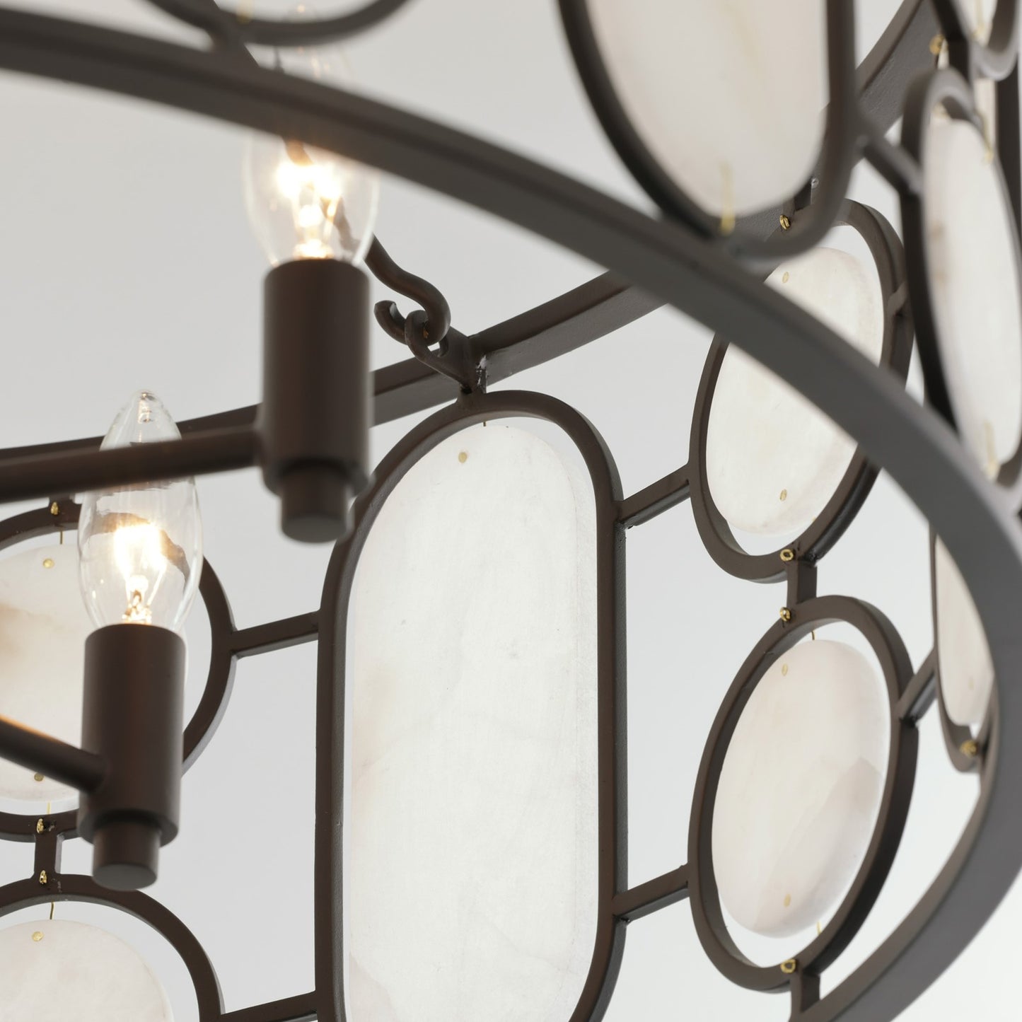 Varaluz Oval Office 6 Light Pendant, Ironclad/White