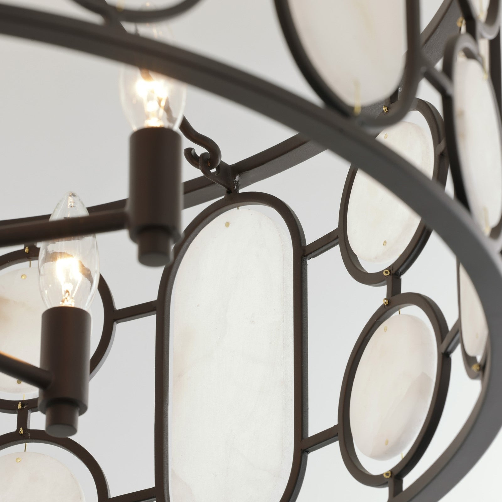 Varaluz Oval Office 6 Light Pendant, Ironclad/White