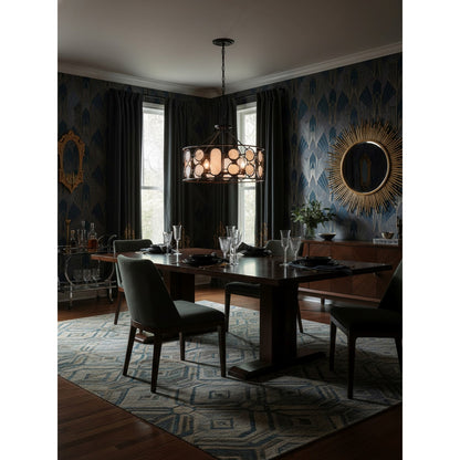 Varaluz Oval Office 6 Light Pendant, Ironclad/White