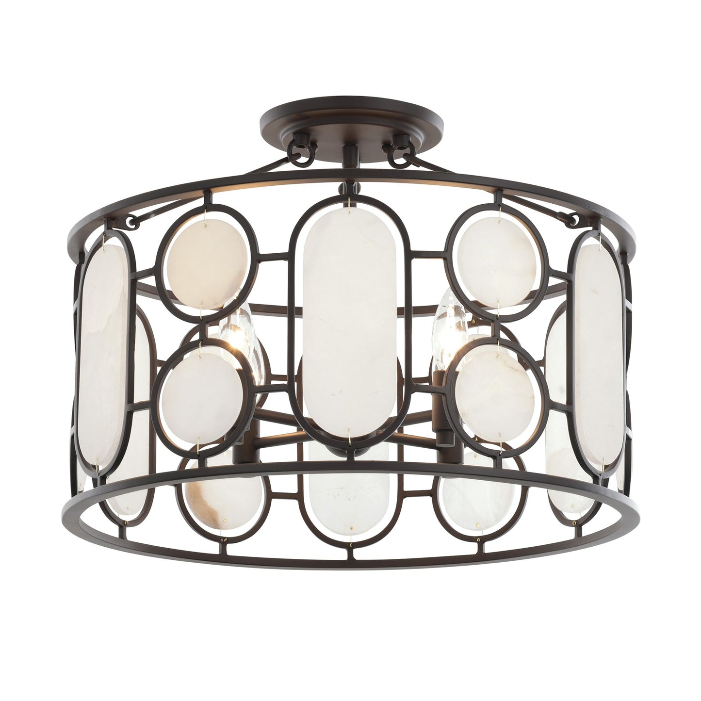 Varaluz Oval Office 4 Light Semi-Flush, Ironclad/White