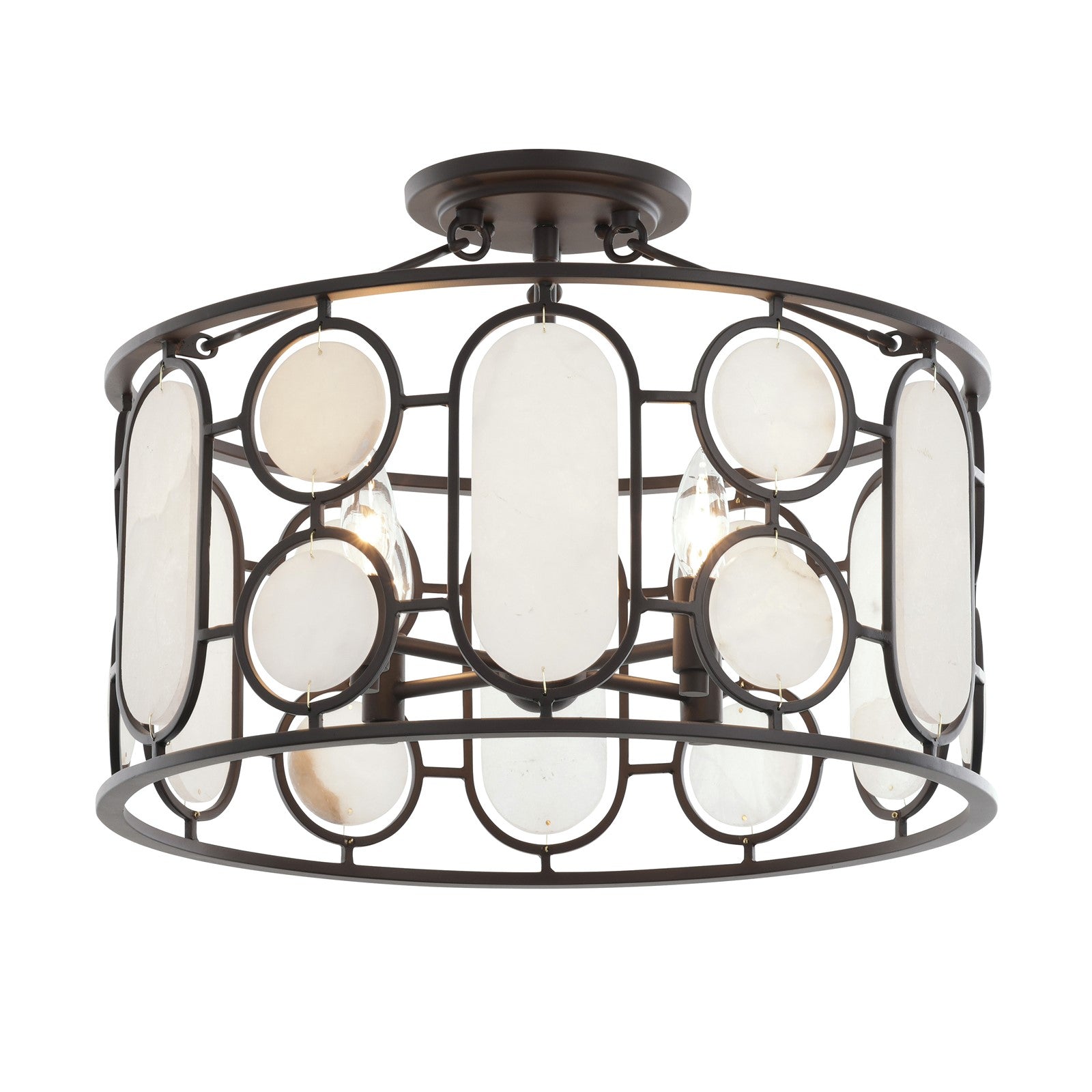 Varaluz Oval Office 4 Light Semi-Flush, Ironclad/White