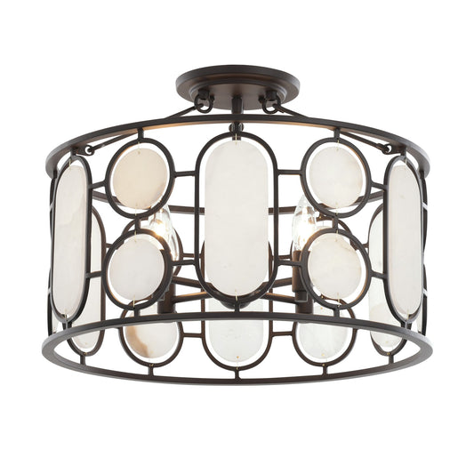 Varaluz Oval Office 4 Light Semi-Flush, Ironclad/White