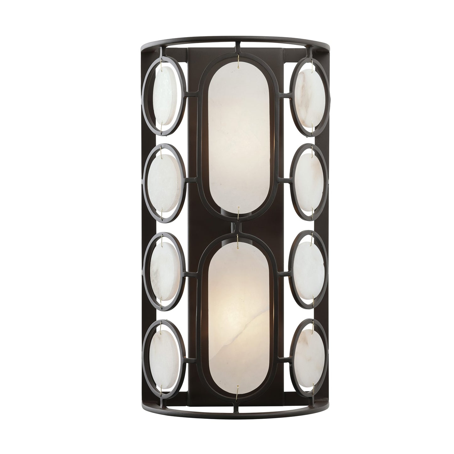 Varaluz Oval Office 2 Light Wall Sconce, Ironclad/White