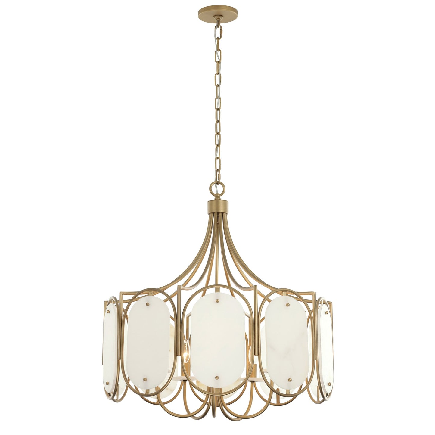 Varaluz Panelist 5 Light Pendant, Brass Kisser/White