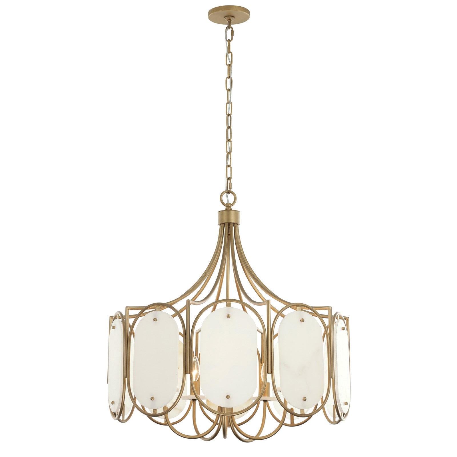 Varaluz Panelist 5 Light Pendant, Brass Kisser/White