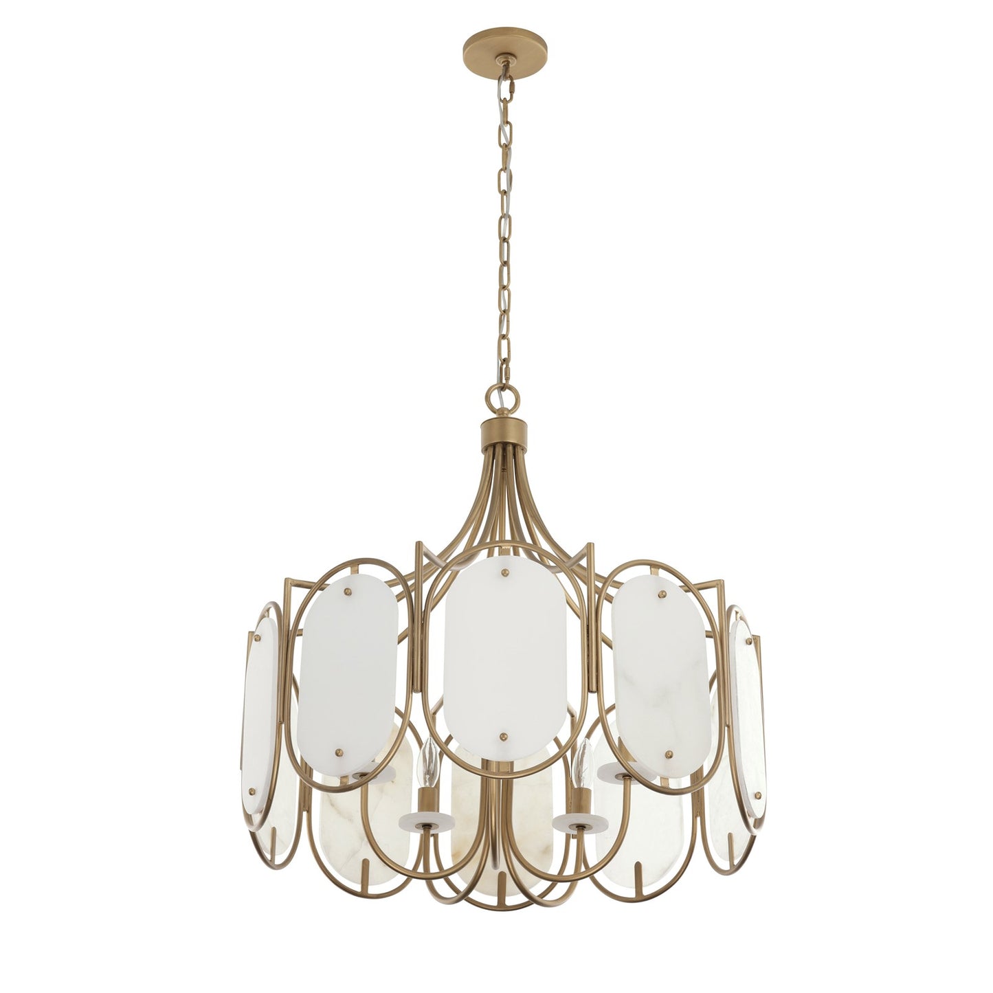 Varaluz Panelist 5 Light Pendant, Brass Kisser/White