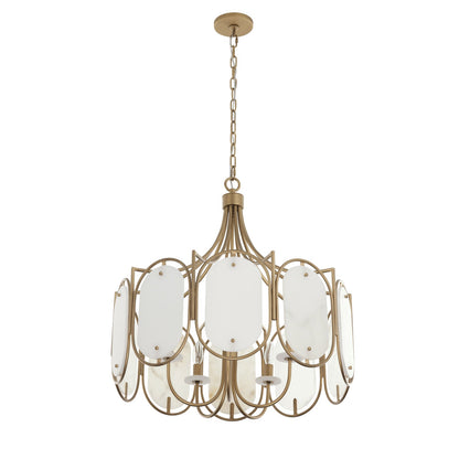 Varaluz Panelist 5 Light Pendant, Brass Kisser/White