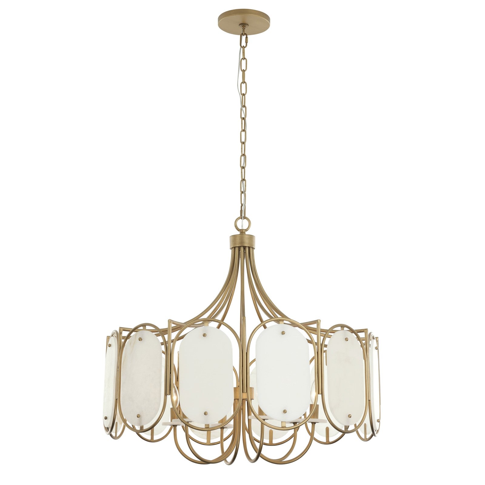 Varaluz Panelist 6 Light Pendant, Brass Kisser/White