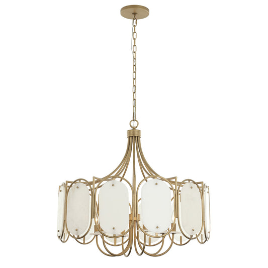 Varaluz Panelist 6 Light Pendant, Brass Kisser/White