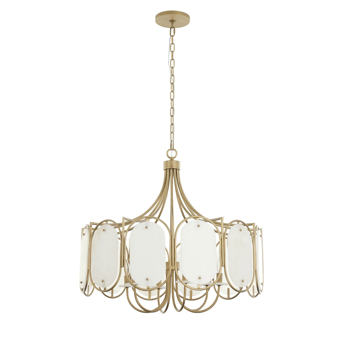 Varaluz Panelist 6 Light Pendant, Brass Kisser/White