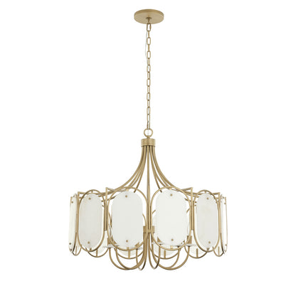 Varaluz Panelist 6 Light Pendant, Brass Kisser/White