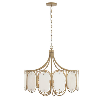 Varaluz Panelist 6 Light Pendant, Brass Kisser/White