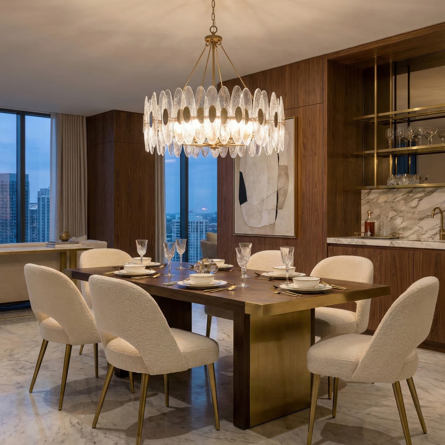 Varaluz Aurora 8 Light Pendant, Havana Gold/Clear