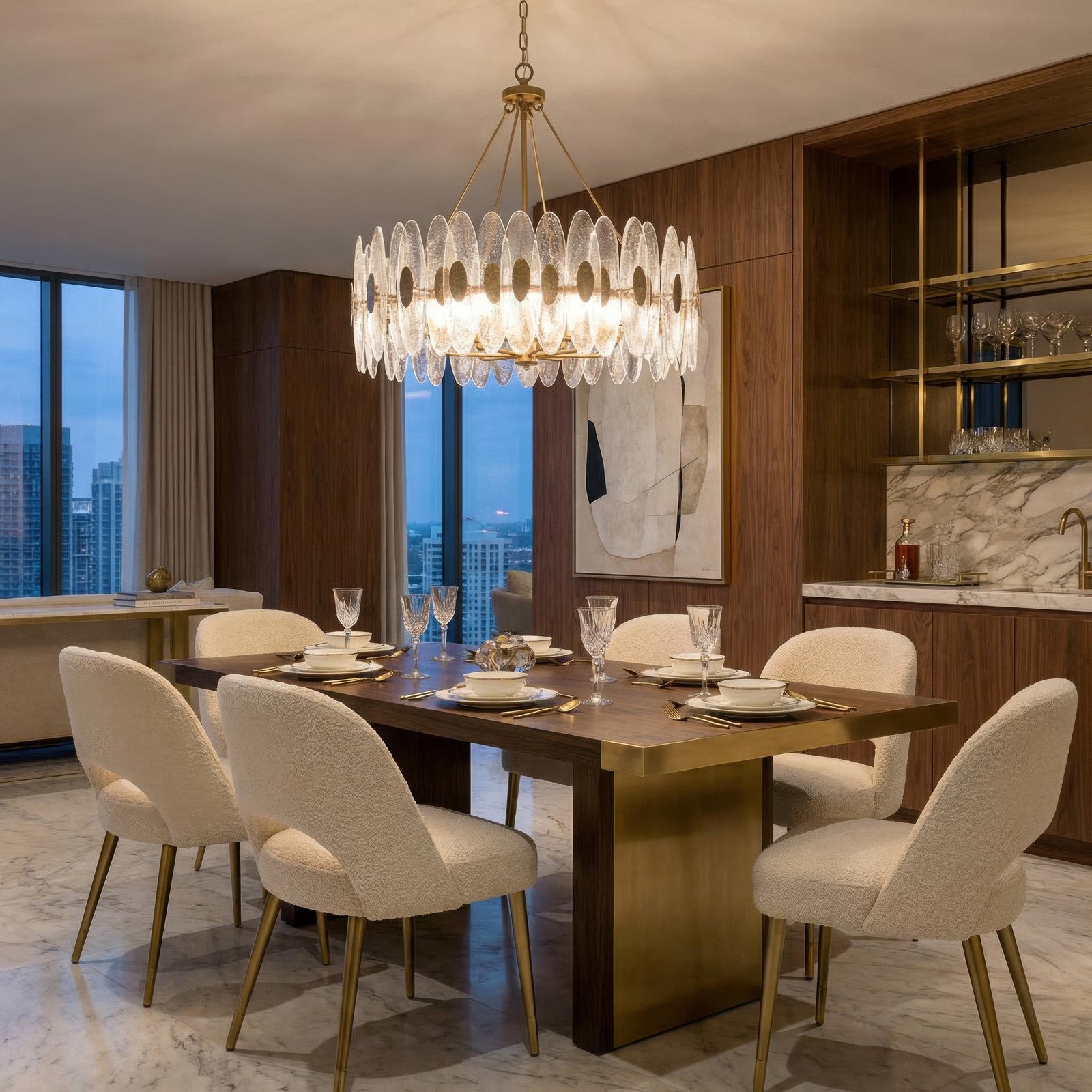 Varaluz Aurora 8 Light Pendant, Havana Gold/Clear
