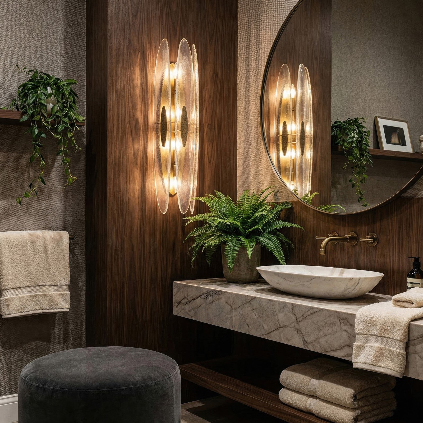 Varaluz Aurora 4 Light Wall Sconce, Havana Gold/Clear