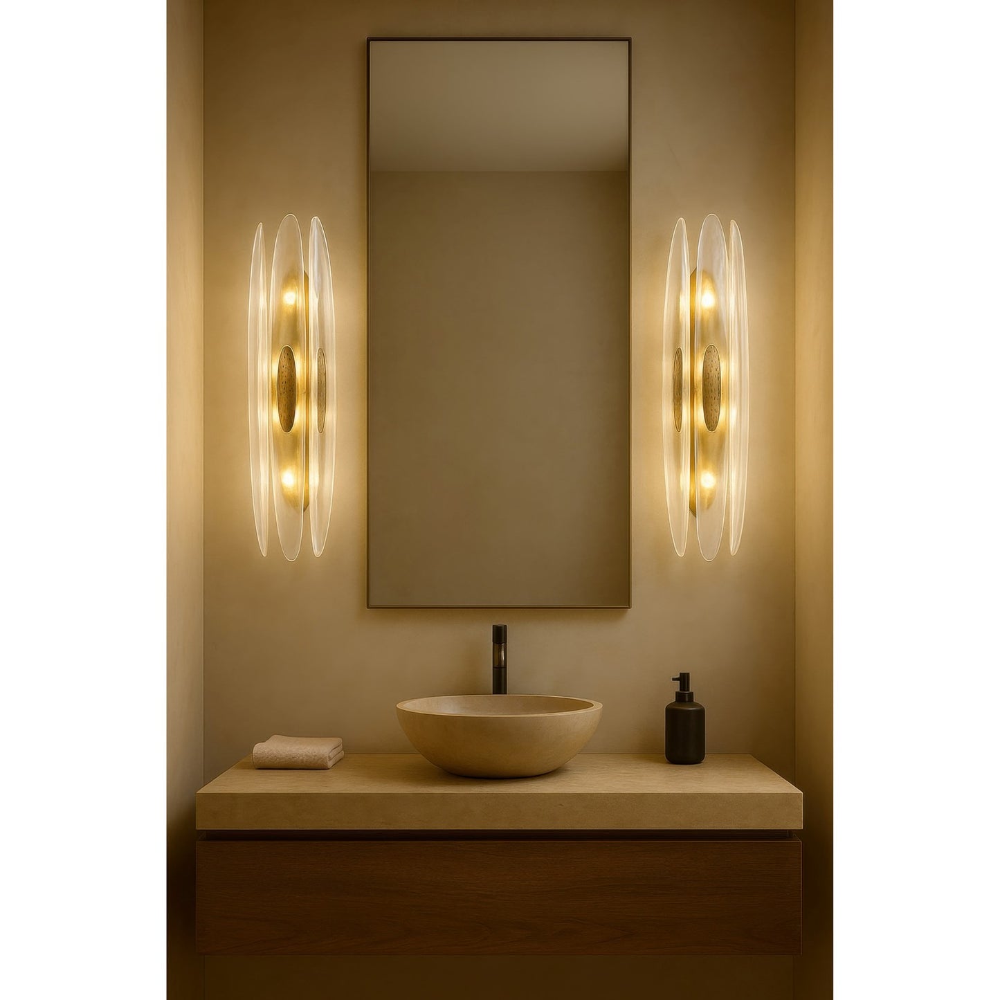 Varaluz Aurora 4 Light Wall Sconce, Havana Gold/Clear