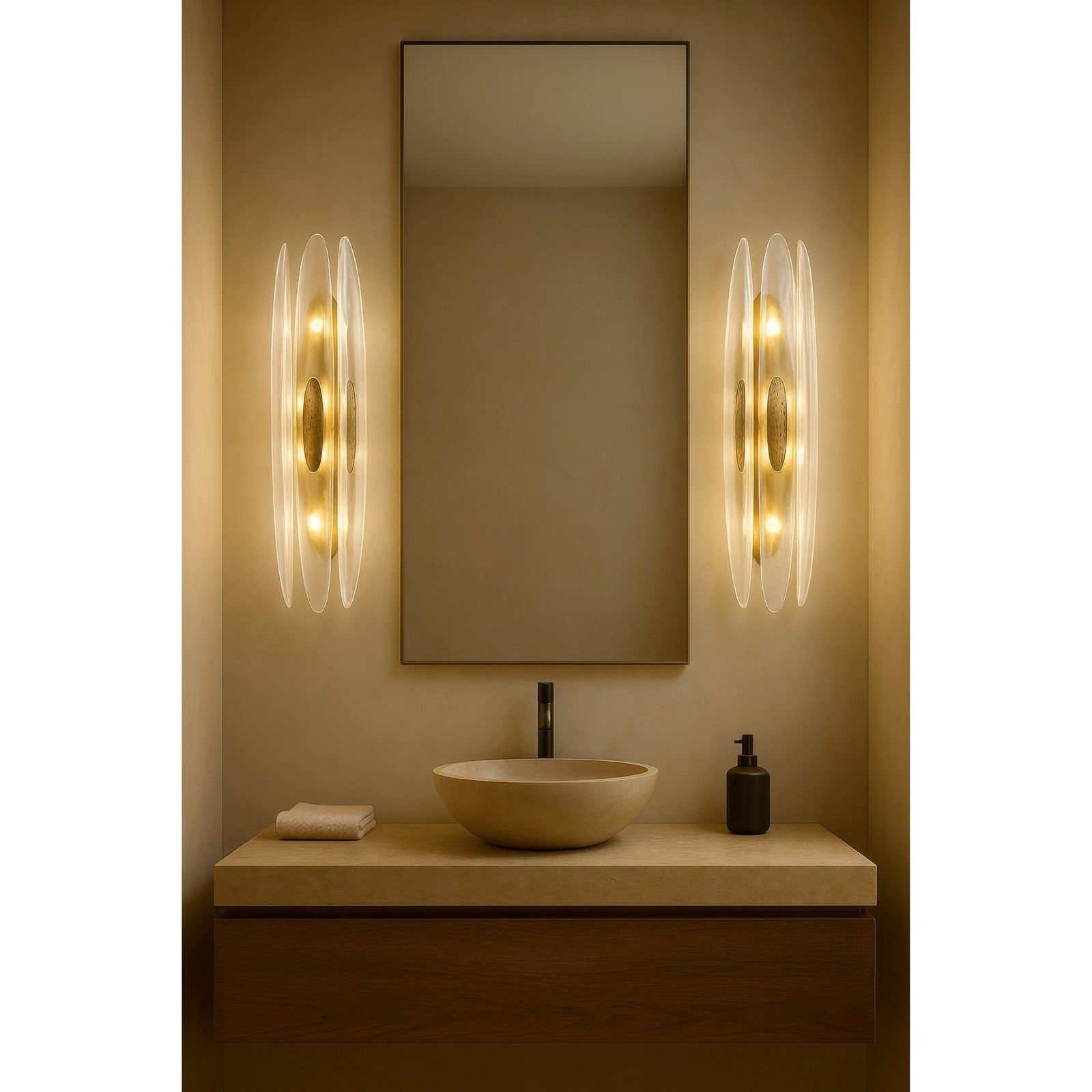 Varaluz Aurora 4 Light Wall Sconce, Havana Gold/Clear