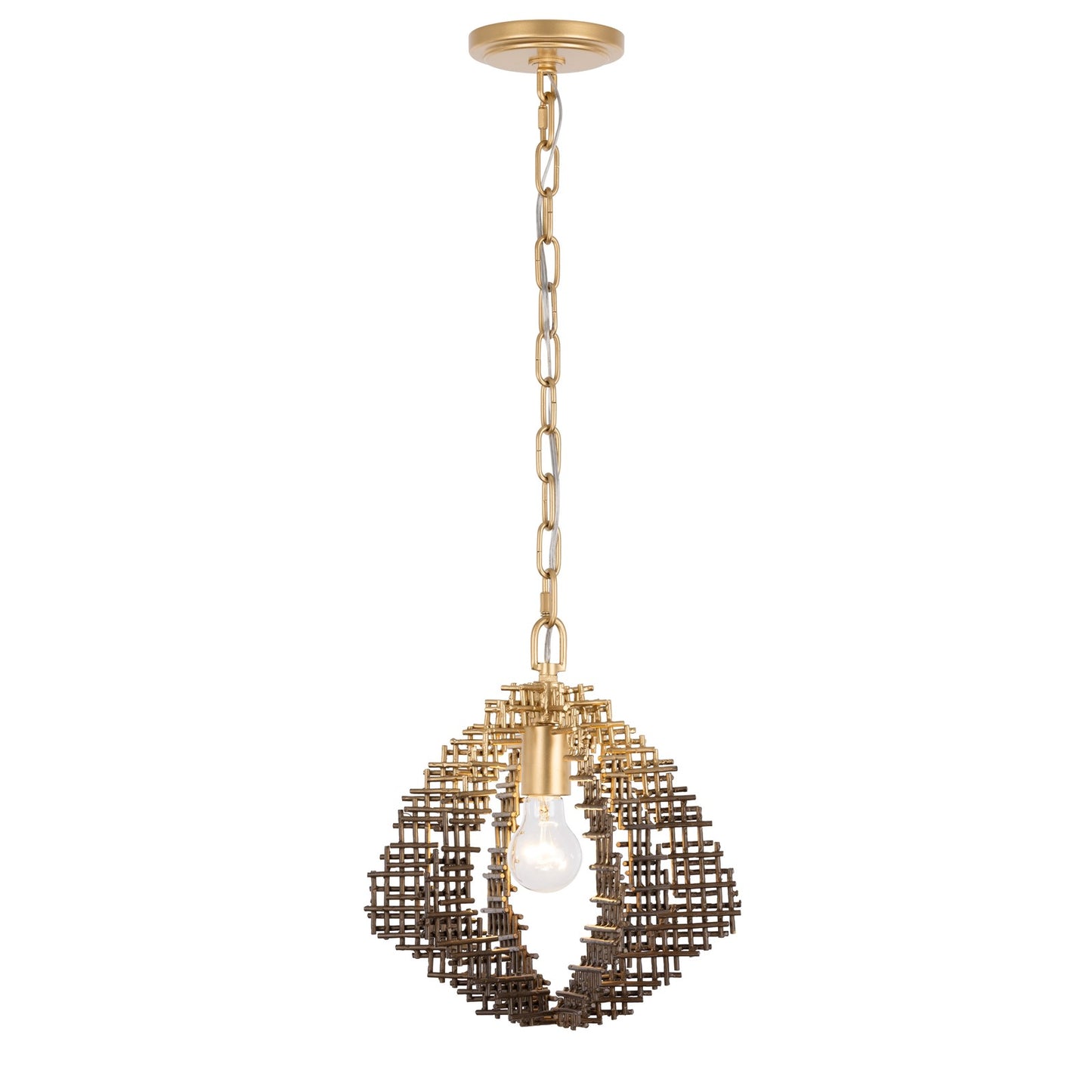 Varaluz Construct 1Lt Pendant, Dark Bronze/French Gold