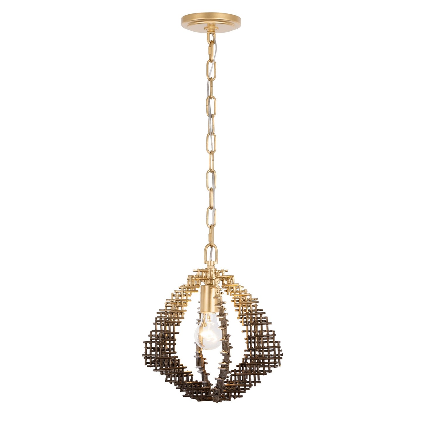 Varaluz Construct 1Lt Pendant, Dark Bronze/French Gold